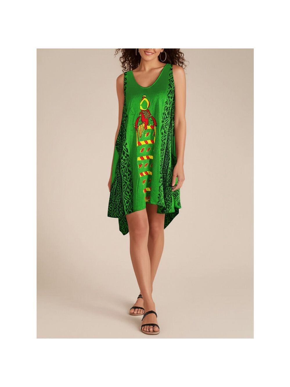 Seven Islands Green Graphic Sun Dress Size S